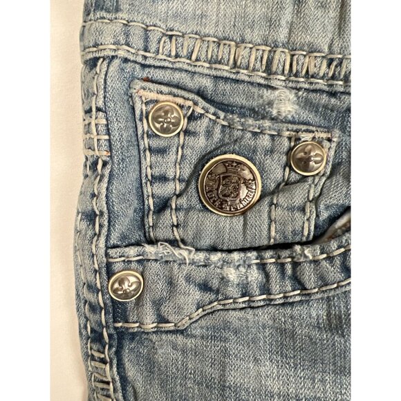 Rock Revival Men Ty 31 Relaxed Straight Blue Denim Jeans Thick Stitch Y2K - Picture 7 of 13